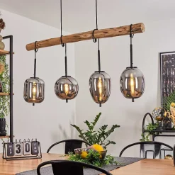 Suspension Verbania Ecru, Noir, 4 Lumieres