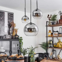 Suspension Verre 15 Cm, 20 Cm, 25 Cm Koyoto Clair, Fume, 3 Lumieres