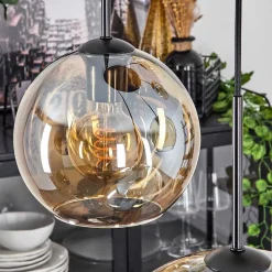 Suspension Verre 15 Cm, 20 Cm, 25 Cm, 30Cm Koyoto Ambre, 5 Lumieres