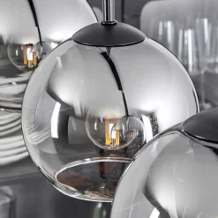 Suspension Verre 15 Cm Koyoto Clair, Fume, 4 Lumieres