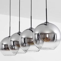 Suspension Verre 30 Cm Koyoto Clair, Fume, 4 Lumieres