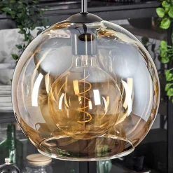 Suspension Verre 25 Cm Koyoto Ambre, 3 Lumieres