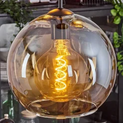 Suspension Verre 25 Cm Koyoto Ambre, 3 Lumieres