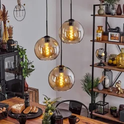 Suspension Verre 25 Cm Koyoto Ambre, 3 Lumieres