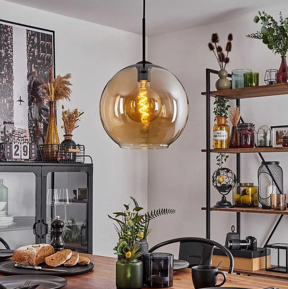 Suspension Verre 30 Cm Koyoto Ambre, 1 Lumiere