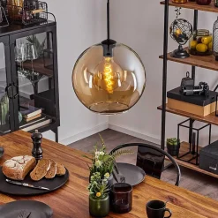 Suspension Verre 30 Cm Koyoto Ambre, 1 Lumiere