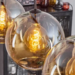 Suspension Verre 30 Cm Koyoto Ambre, 3 Lumieres