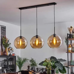 Suspension Verre 30 Cm Koyoto Ambre, 3 Lumieres