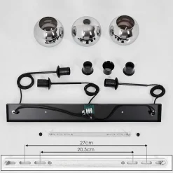 Suspension Verre 15 Cm Koyoto Chrome, Fume, 3 Lumieres