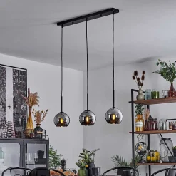 Suspension Verre 15 Cm Koyoto Chrome, Fume, 3 Lumieres