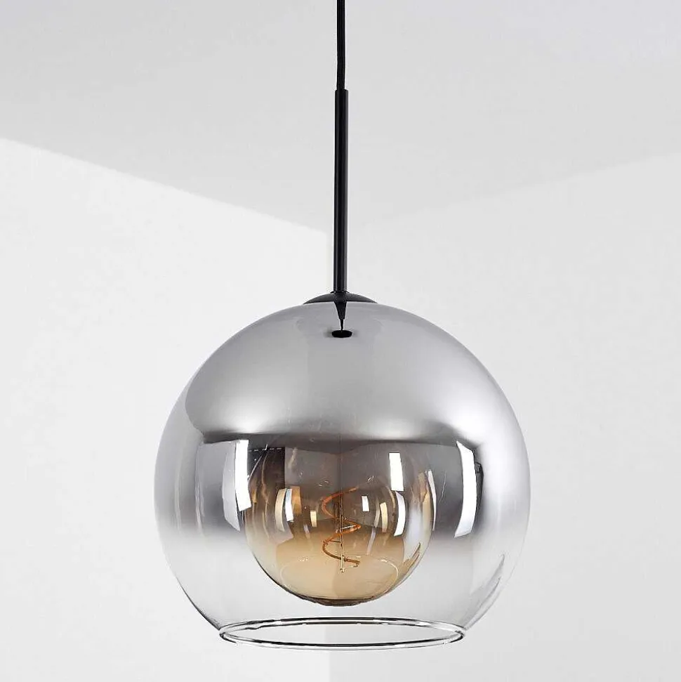 Suspension Verre 25 Cm Koyoto Clair, Fume, 1 Lumiere