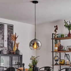 Suspension Verre 25 Cm Koyoto Clair, Fume, 1 Lumiere