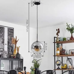 Suspension Verre 25 Cm Koyoto Clair, Fume, 1 Lumiere