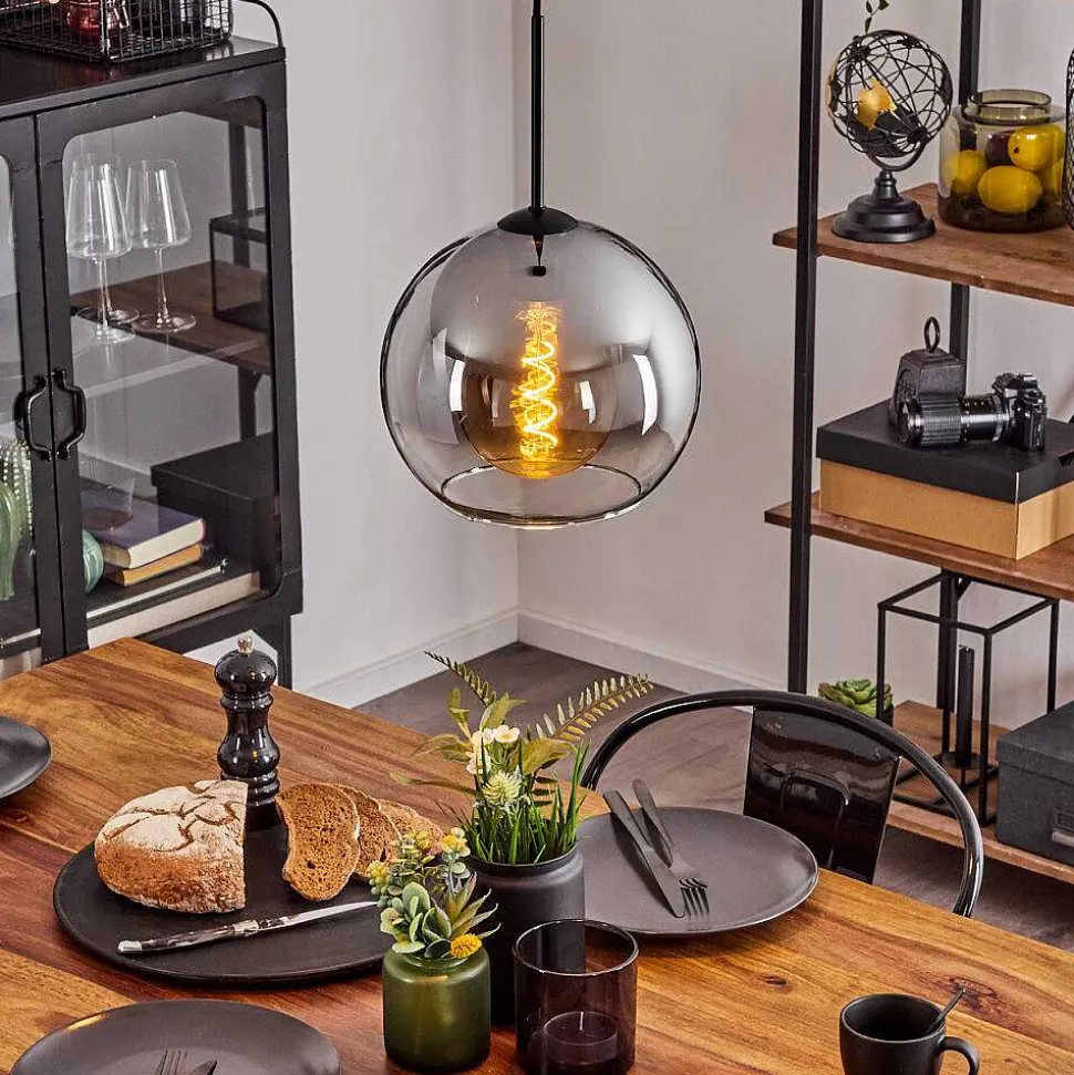 Suspension Verre 25 Cm Koyoto Clair, Fume, 1 Lumiere