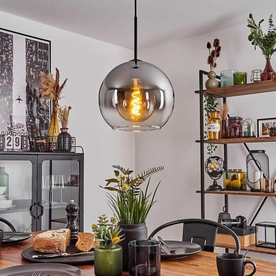 Suspension Verre 25 Cm Koyoto Clair, Fume, 1 Lumiere