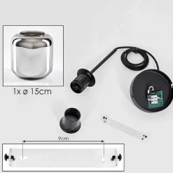 Suspension Verre 15 Cm Lauden Chrome, Fume, 1 Lumiere