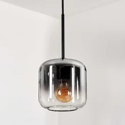 Suspension Verre 15 Cm Lauden Clair, Fume, 1 Lumiere