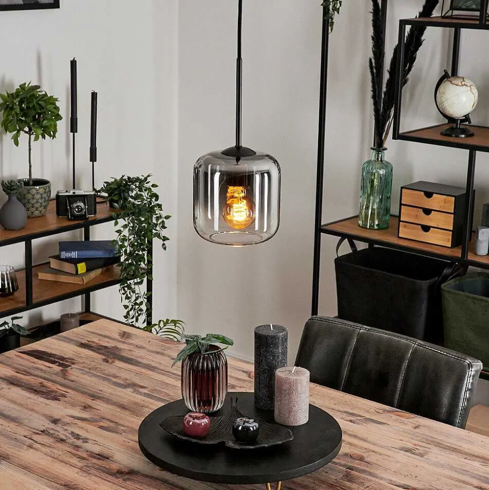 Suspension Verre 15 Cm Lauden Clair, Fume, 1 Lumiere