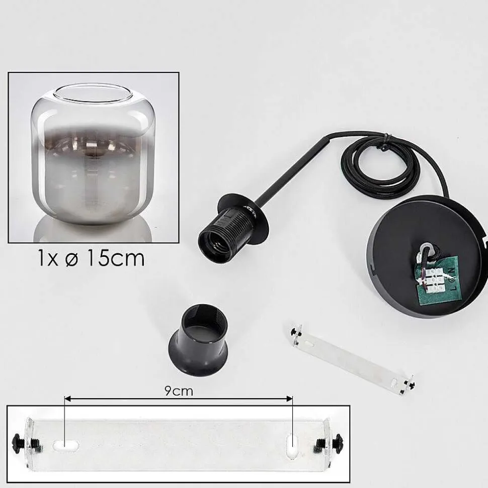 Suspension Verre 15 Cm Lauden Clair, Fume, 1 Lumiere