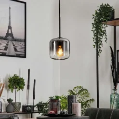 Suspension Verre 15 Cm Lauden Clair, Fume, 1 Lumiere