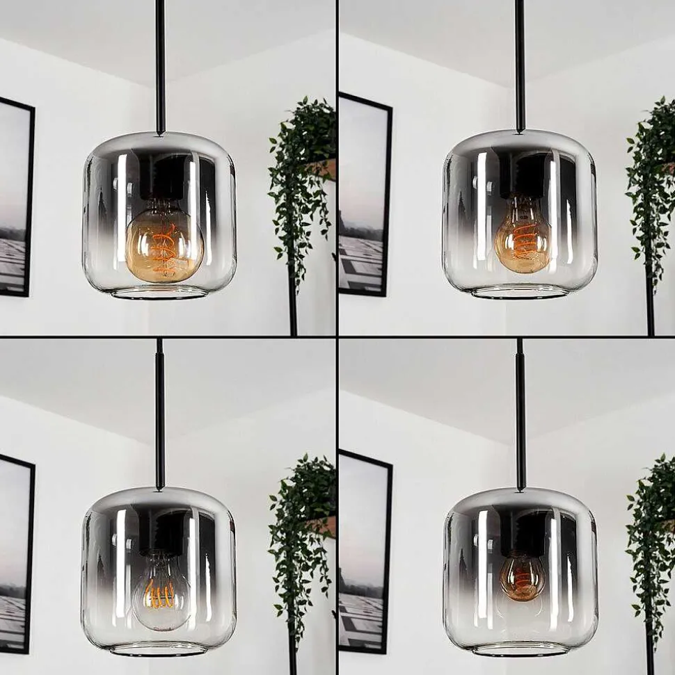 Suspension Verre 15 Cm Lauden Clair, Fume, 1 Lumiere