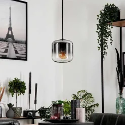 Suspension Verre 15 Cm Lauden Clair, Fume, 1 Lumiere