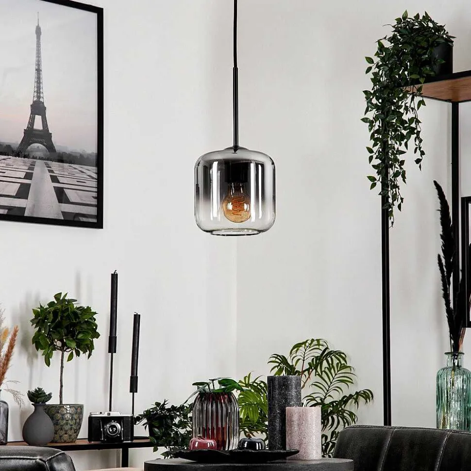 Suspension Verre 15 Cm Lauden Clair, Fume, 1 Lumiere