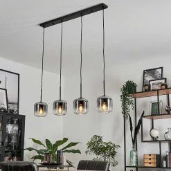Suspension Verre 15 Cm Lauden Clair, Fume, 4 Lumieres
