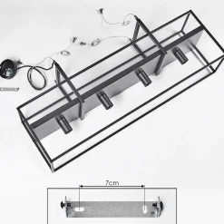 Suspension Victorine Chrome, Noir, 4 Lumieres