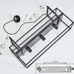 Suspension Victorine Chrome, Noir, 3 Lumieres