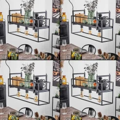 Suspension Victorine Chrome, Noir, 3 Lumieres