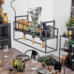 Suspension Victorine Chrome, Noir, 3 Lumieres