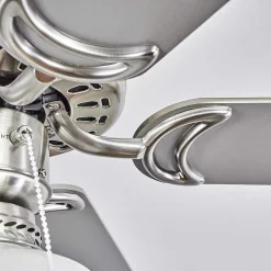 Ventilateur De Plafond Apiao Brun, Couleur Bois, Argente, 1 Lumiere