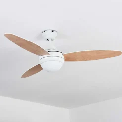 Ventilateur De Plafond Beltiglio Bois Fonce, Blanc, 2 Lumieres, Telecommandes