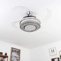 Ventilateur De Plafond Bendigo Led Nickel Mat, Transparent, 1 Lumiere