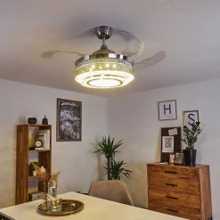 Ventilateur De Plafond Bendigo Led Nickel Mat, Transparent, 1 Lumiere