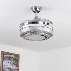 Ventilateur De Plafond Bendigo Led Nickel Mat, Transparent, 1 Lumiere