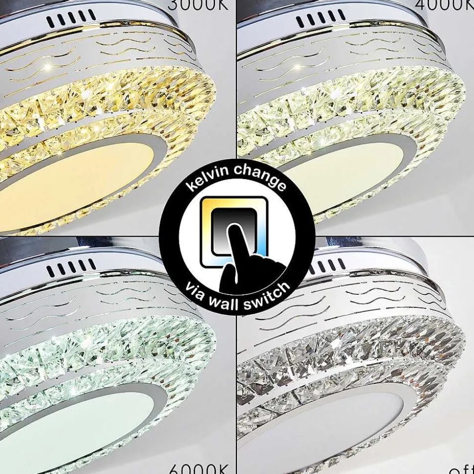 Ventilateur De Plafond Bendigo Led Nickel Mat, Transparent, 1 Lumiere