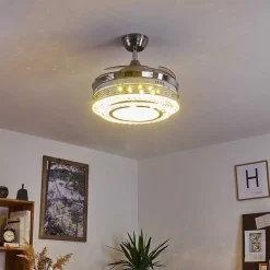 Ventilateur De Plafond Bendigo Led Nickel Mat, Transparent, 1 Lumiere