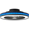 Ventilateur De Plafond Brilliant Palmero Noir, 1 Lumiere, Telecommandes, Changeur De Couleurs