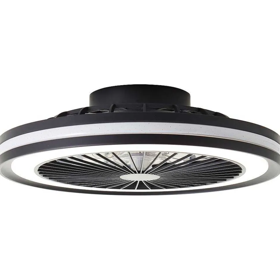 Ventilateur De Plafond Brilliant Palmero Noir, 1 Lumiere, Telecommandes, Changeur De Couleurs