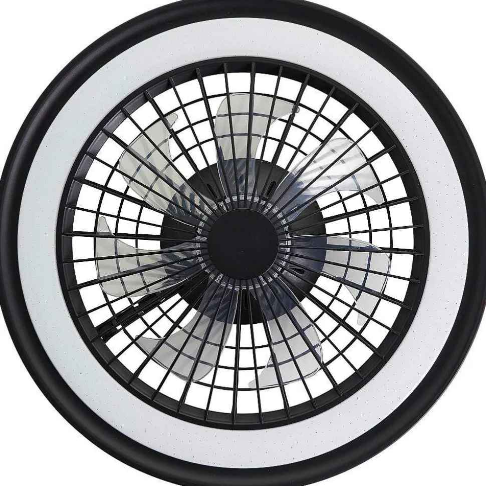 Ventilateur De Plafond Brilliant Palmero Noir, 1 Lumiere, Telecommandes, Changeur De Couleurs