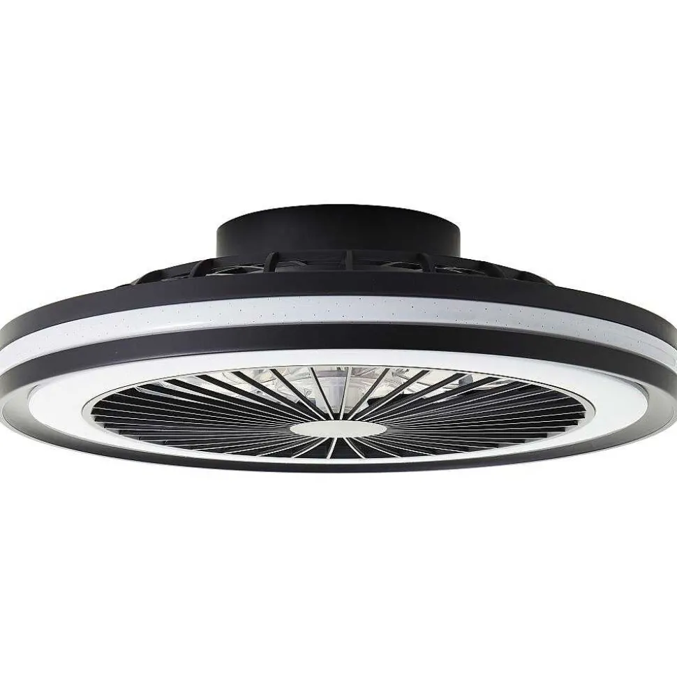 Ventilateur De Plafond Brilliant Palmero Noir, 1 Lumiere, Telecommandes, Changeur De Couleurs