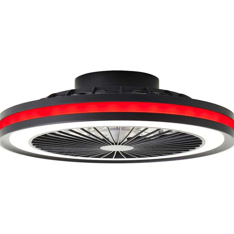 Ventilateur De Plafond Brilliant Palmero Noir, 1 Lumiere, Telecommandes, Changeur De Couleurs