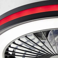 Ventilateur De Plafond Brilliant Palmero Noir, 1 Lumiere, Telecommandes, Changeur De Couleurs