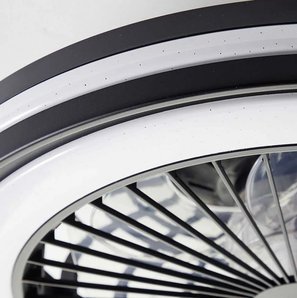 Ventilateur De Plafond Brilliant Palmero Noir, 1 Lumiere, Telecommandes, Changeur De Couleurs