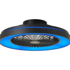 Ventilateur De Plafond Brilliant Mazzaro Led Noir, 1 Lumiere, Telecommandes, Changeur De Couleurs
