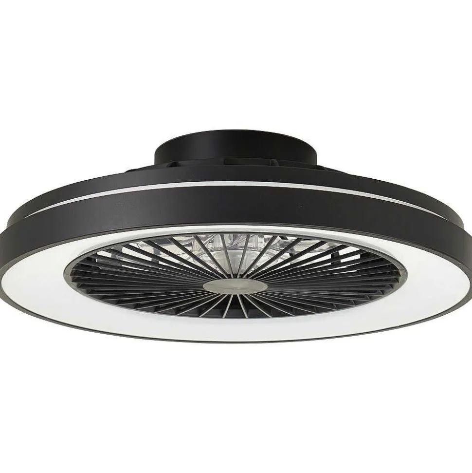 Ventilateur De Plafond Brilliant Mazzaro Led Noir, 1 Lumiere, Telecommandes, Changeur De Couleurs