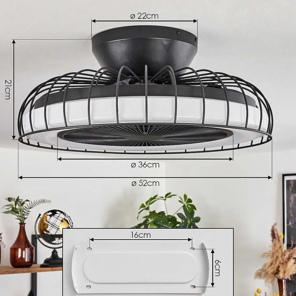 Ventilateur De Plafond Burmeister Led Noir, 1 Lumiere, Telecommandes