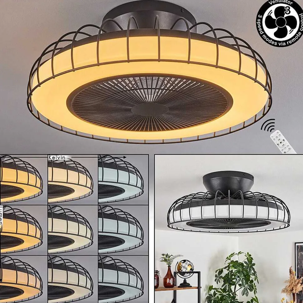 Ventilateur De Plafond Burmeister Led Noir, 1 Lumiere, Telecommandes